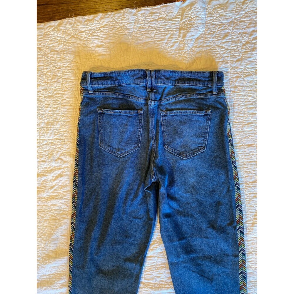 Knox Rose Denim Distressed Jeans Size 12 Cropped Stylish Stitching Down Legs - Picture 5 of 12